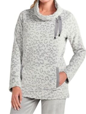 Soft Surroundings Sz MEDIUM Wildly Plush Embossed Velour Pullover Sweatshirt